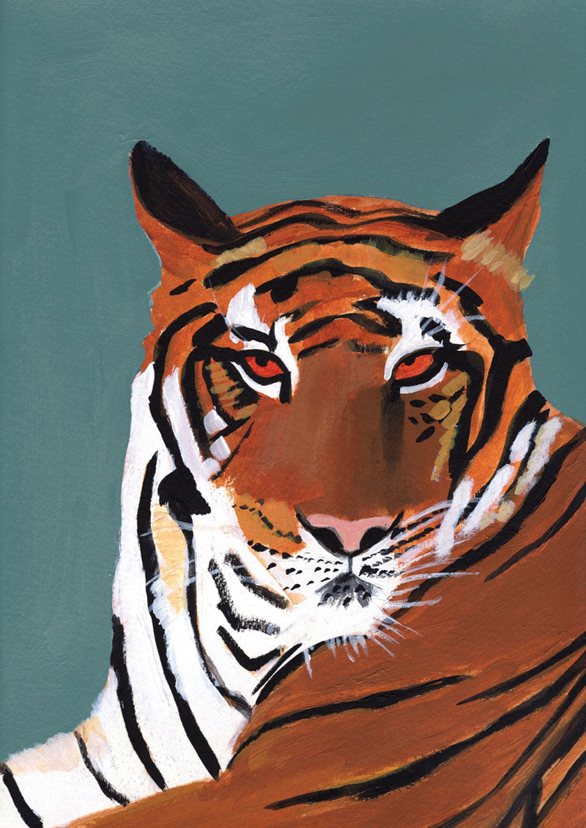 Colourful Tiger on Teal