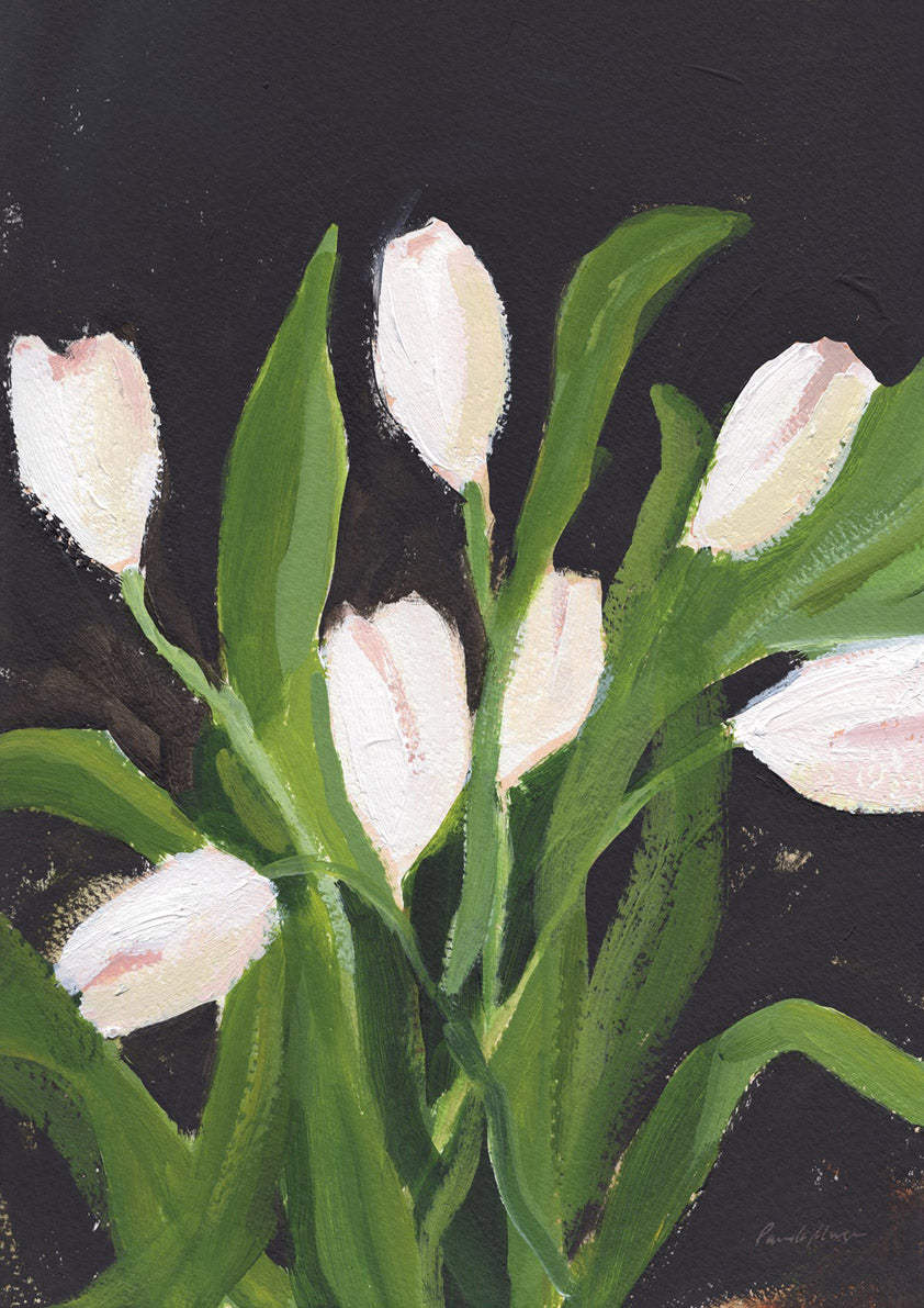 White Tulips on Black