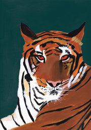 Colourful Tiger On Dark Green