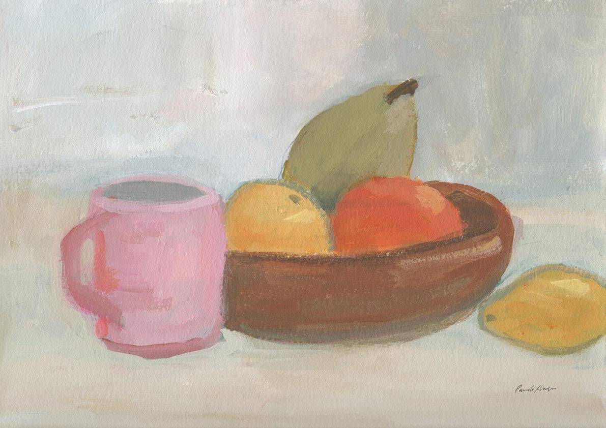 Pink Cup With Wooden Bowl