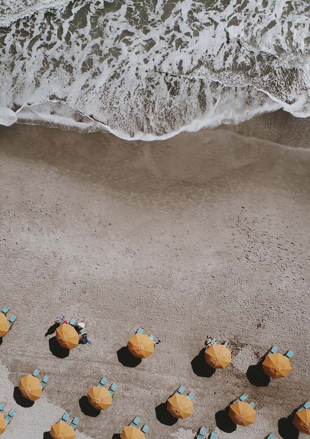 Aerial Beach Umbrella Canvas Wall Art