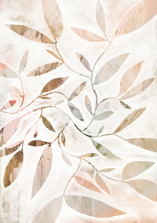 Beige Watercolour Leaves Canvas Wall Art