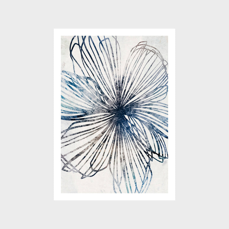 Blue Striped Floral Art Print