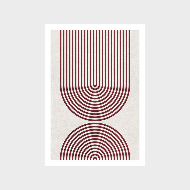 Burgundy Striped Arches Art Print