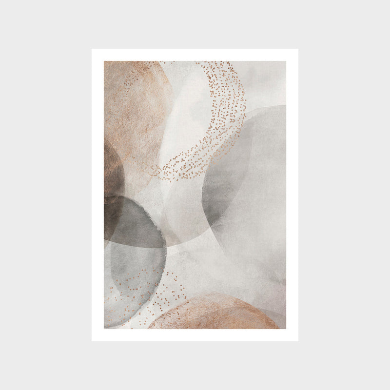 Grey and Gold Circles Art Print