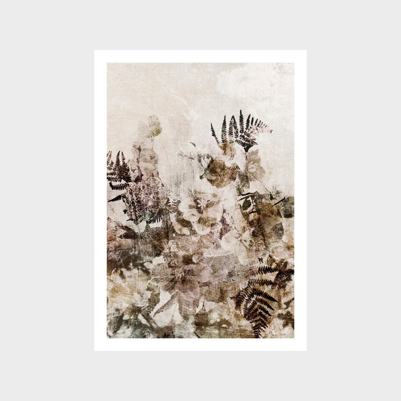 Beige Grunge Floral Art Print