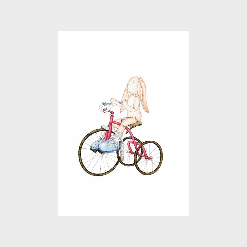 Rabbie Riding His Big Bike Art Print