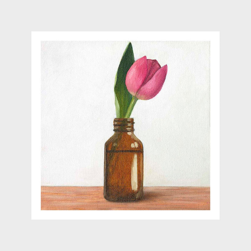 Tulips In Amber Bottle Art Print