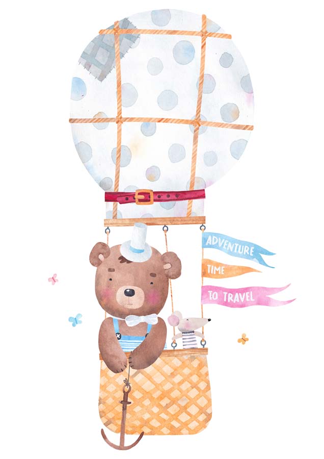 Air Balloon Bear 2 Canvas Wall Art