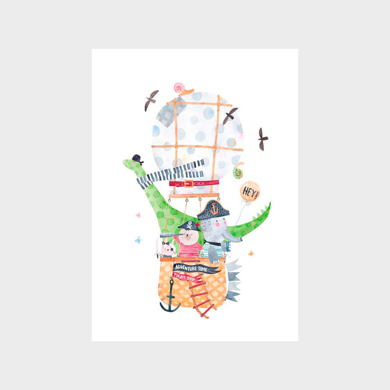 Air Balloon Friends Art Print