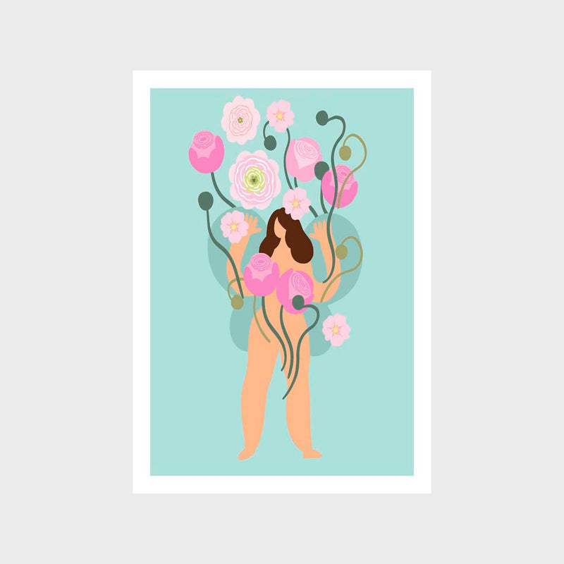 Peony Girl 1 Art Print