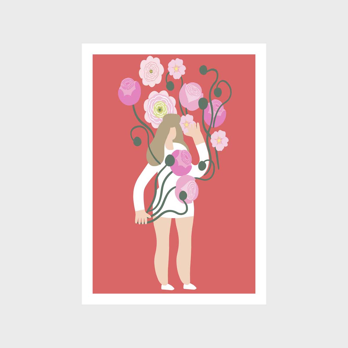 Peony Girl 2 Art Print
