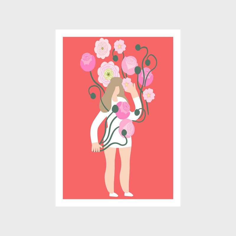 Peony Girl 2 Art Print