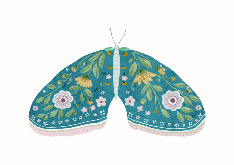 Teal Floral Moth 1