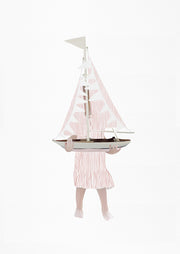 Girl Holding Sailboat Pink