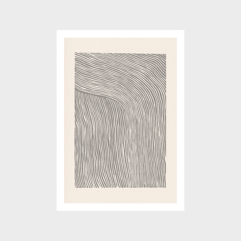 Stripes Linocut 1 Grey Art Print