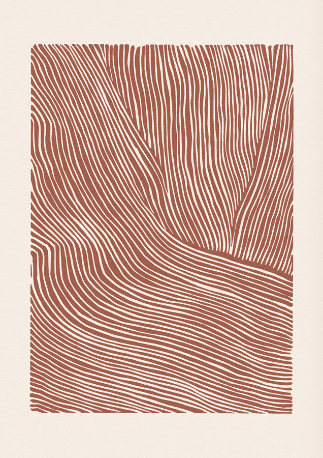 Stripes Linocut 3 Terracotta Canvas Wall Art