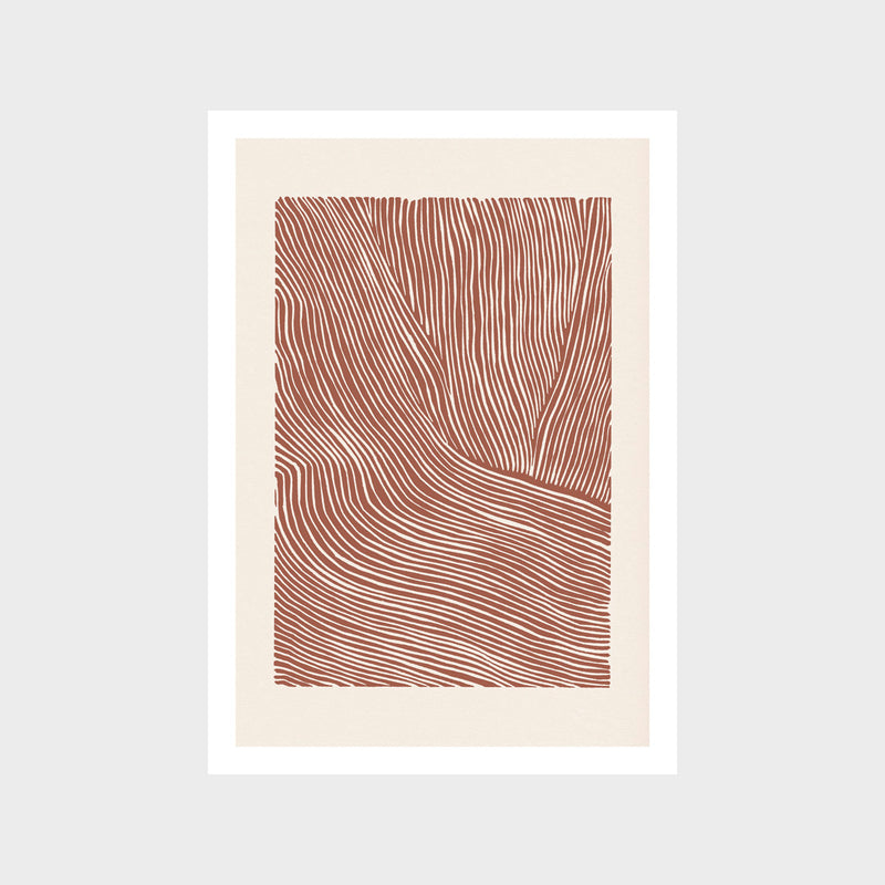 Stripes Linocut 3 Terracotta Art Print