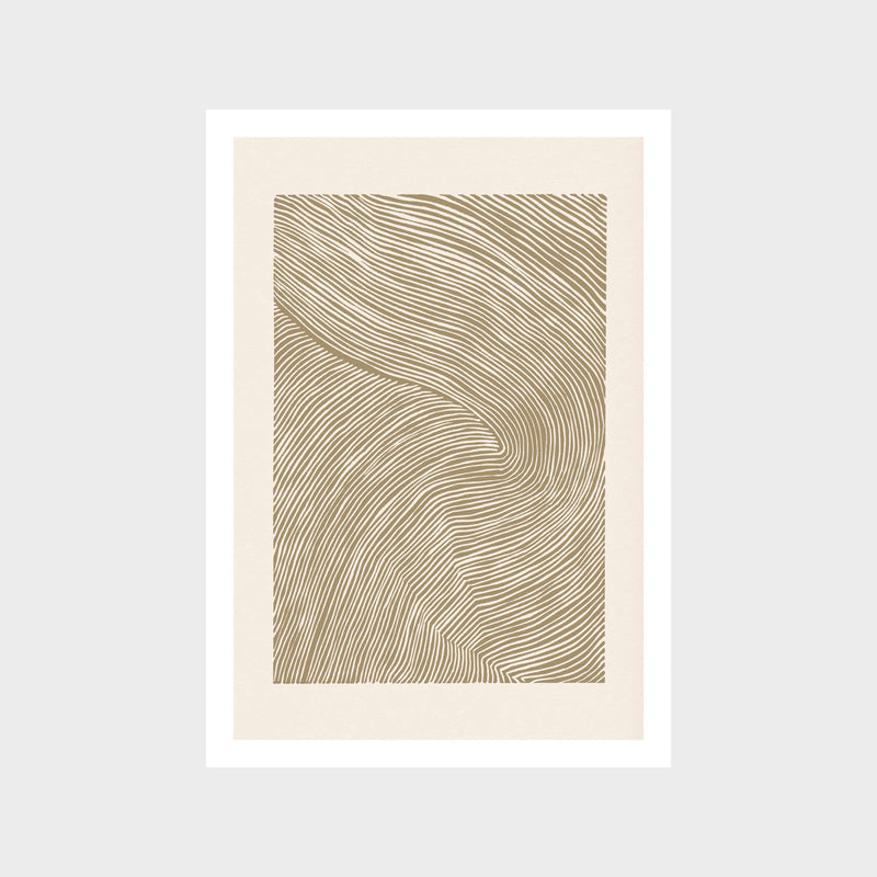 Stripes Linocut 5 Ocher Art Print