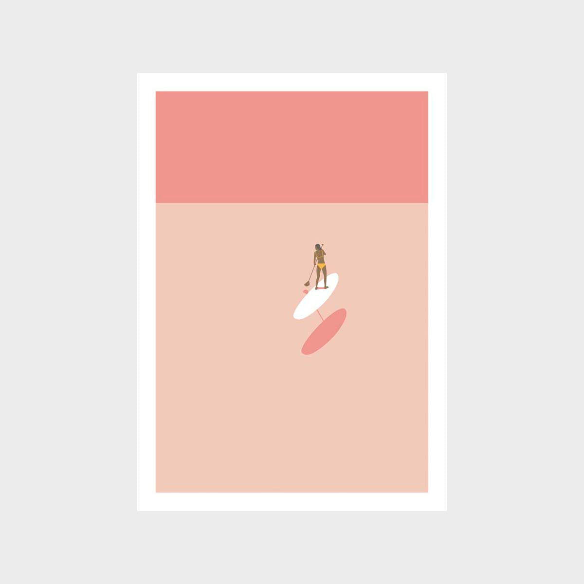 Paddle Board Peach 1 Art Print