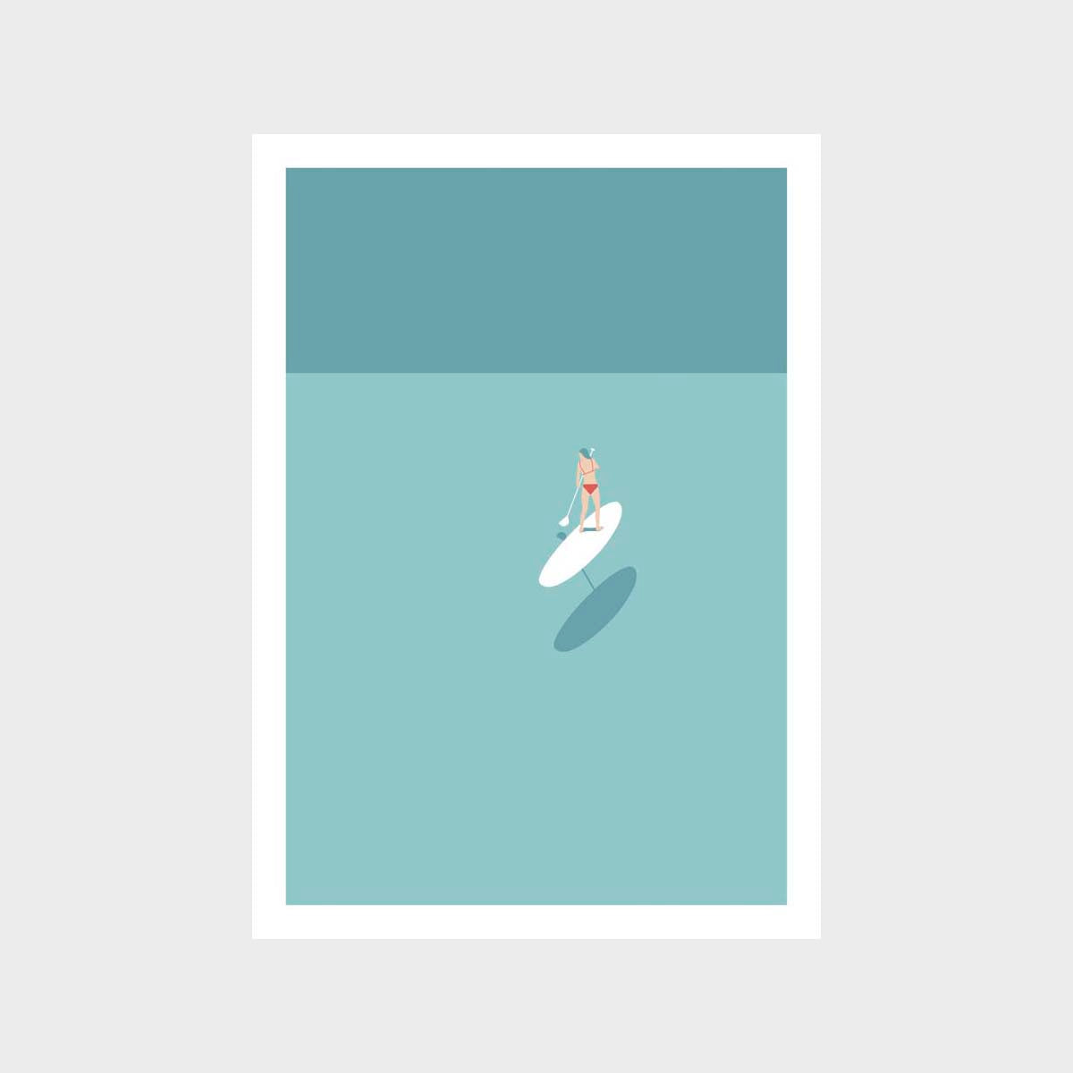 Paddle Board Teal 1 Art Print