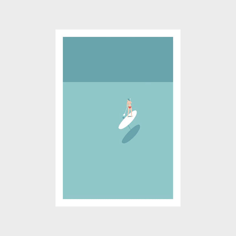 Paddle Board Teal 1 Art Print