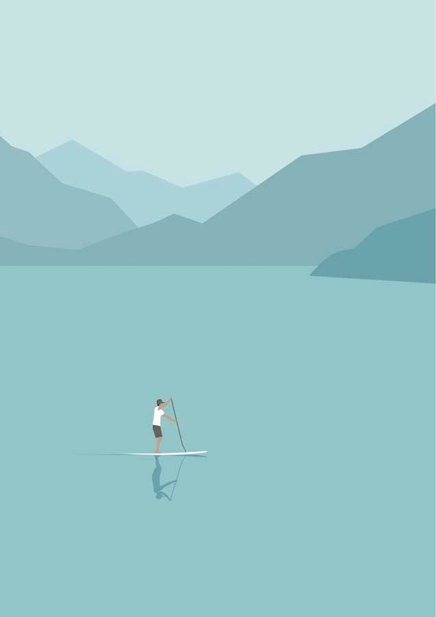 Paddle Board Teal 2 Canvas Wall Art