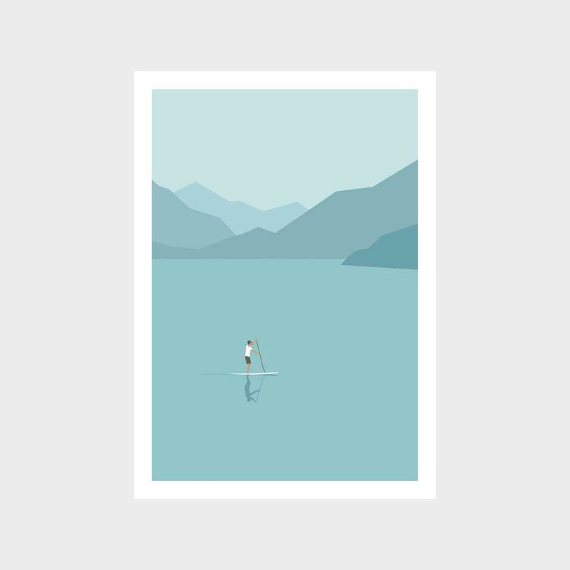 Paddle Board Teal 2 Art Print