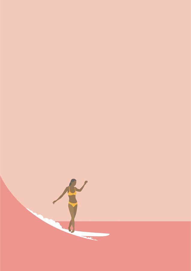 Surf Girl Peach Canvas Wall Art