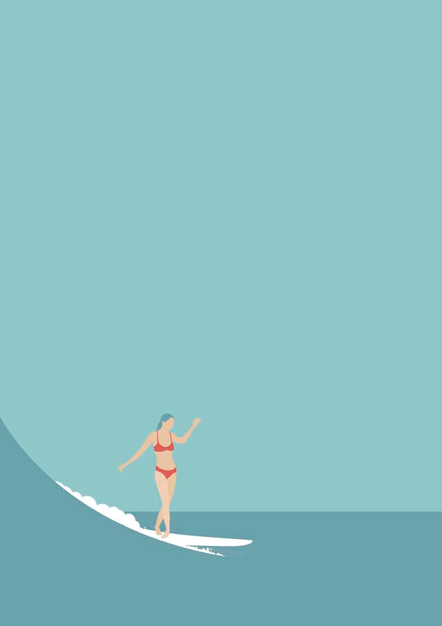 Surf Girl Teal Canvas Wall Art