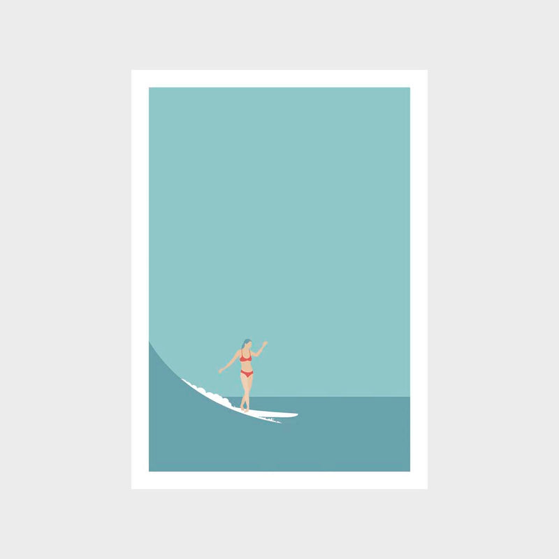 Surf Girl Teal Art Print