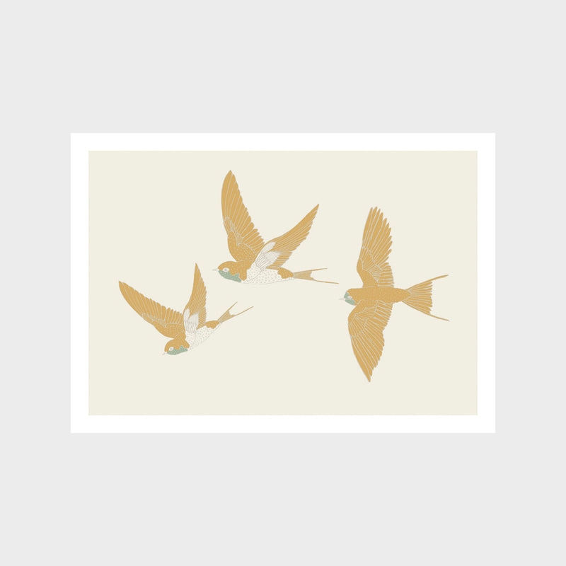 Golden Swallows Landscape Art Print