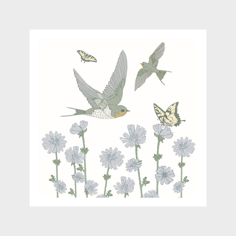 Swallows Paper Art Print