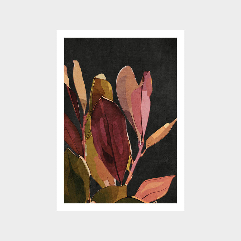 Black Evening Floral 1 Art Print