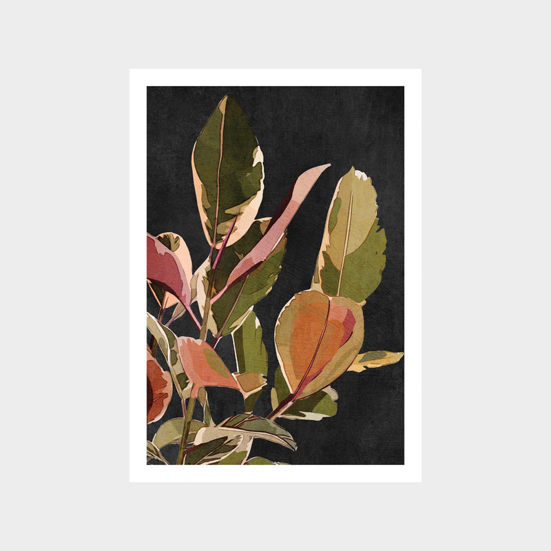 Black Evening Floral 3 Art Print