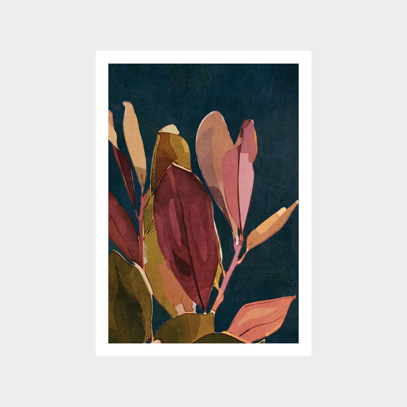 Evening Floral Navy 1 Art Print