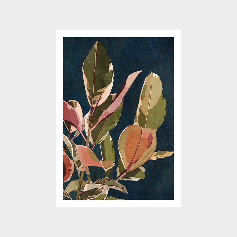 Evening Floral Navy 2 Art Print