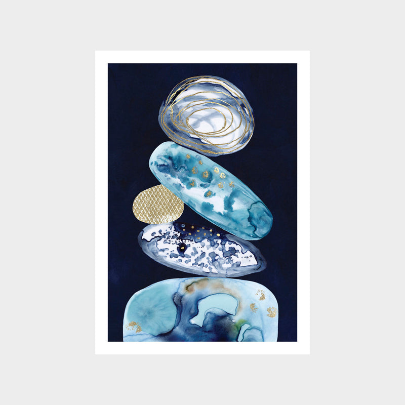 Navy Teal Collage 1 Art Print