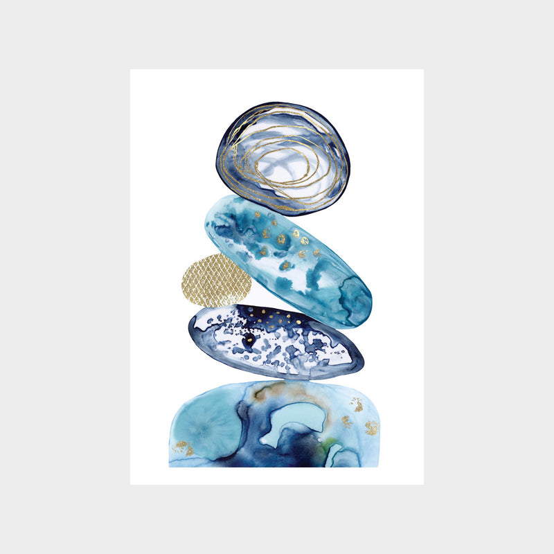 Navy Teal Collage 2 Art Print