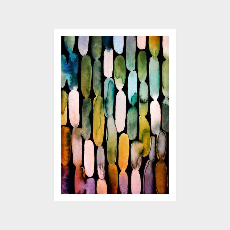 Watercolour Abstract Black 2 Art Print