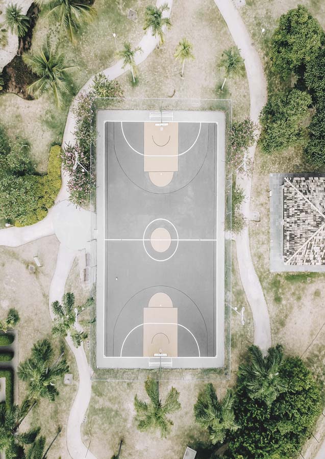 Aerial Basketball Court Canvas Art Print