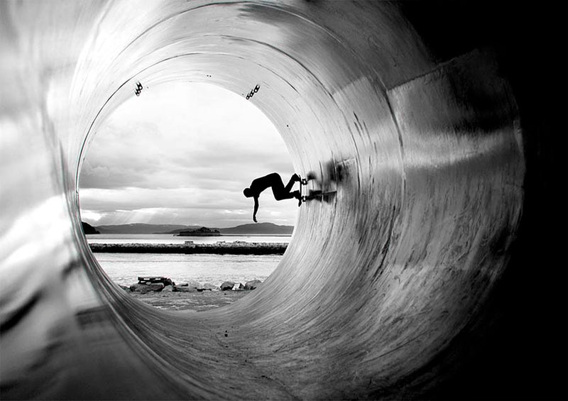 Skateboarding in Tunnel Canvas Art Print